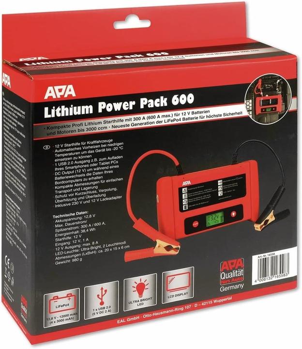 Immagine prodotto APA Pacco di alimentazione (600 A, 12000 mAh)