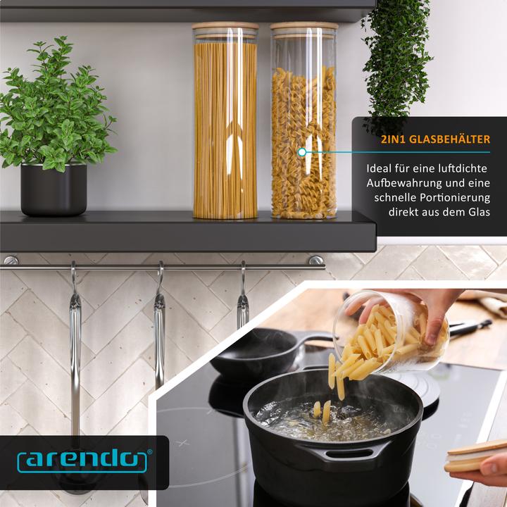 Actual product image Arendo 2x 2,2 L Vorratsgläser, Glasbehälter, 2er Set, Borosilikatglas, Bambusdeckel, Vorratsdosen luftdicht (2.20 l)