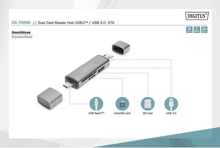 Produktbild Digitus Dual Card Reader Hub (USB 3.0)