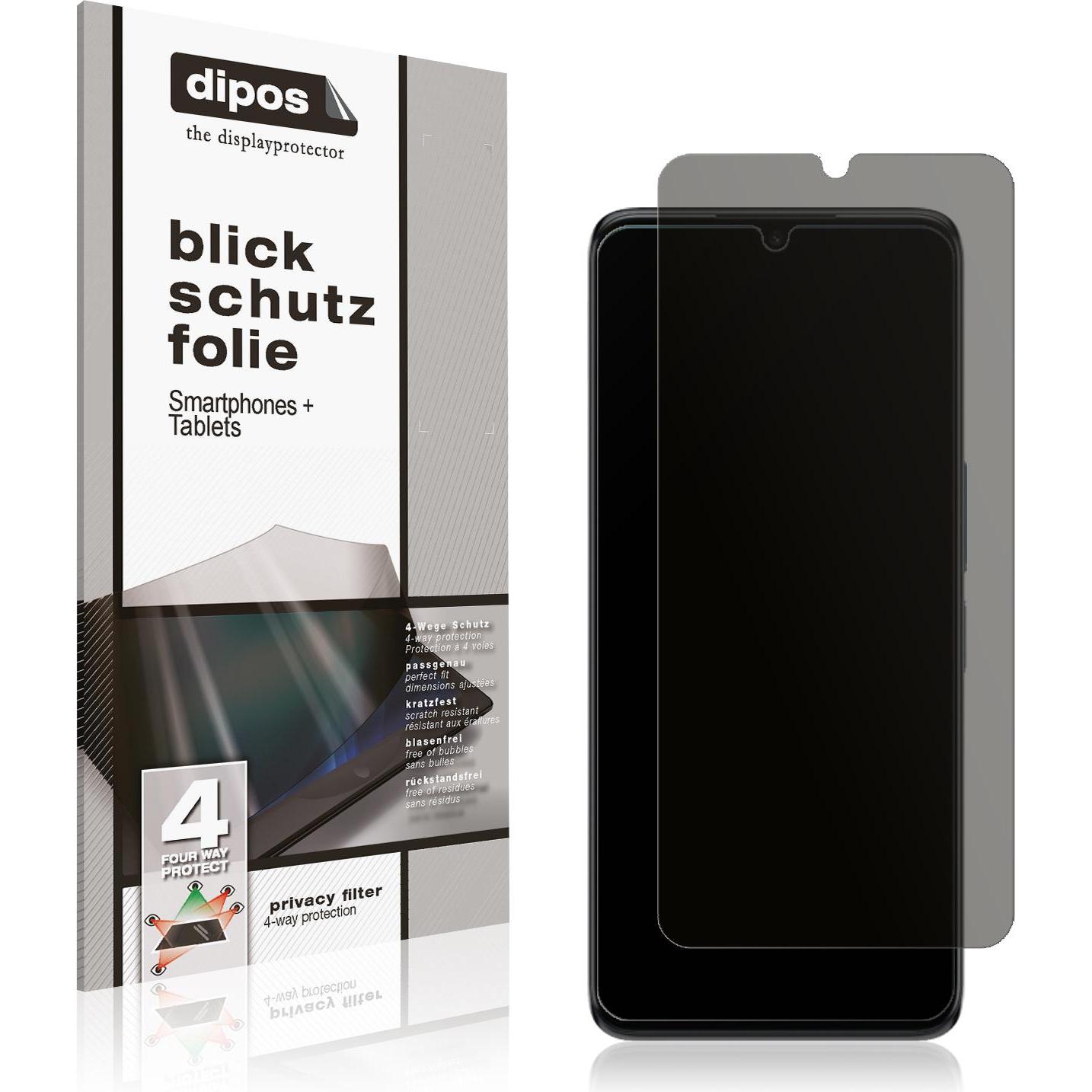 Dipos Blickschutzfolie 4-Way Privacy (1 Stück, TCL 30 Plus), Smartphone Schutzfolie, Transparent