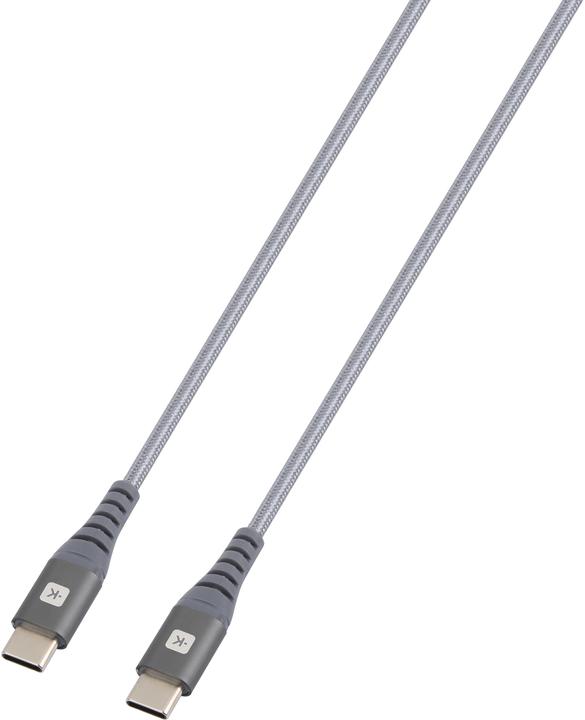 Actual product image Skross USB Cable USB-C to USB-C Cable 2.0, Braiding, 2.00m space gray (2 m, USB 2.0, 36 W)