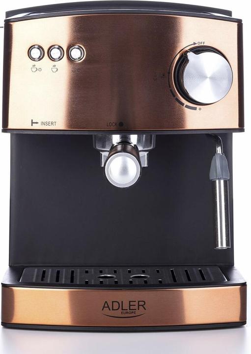 Produktbild Adler Espressomaschine AD 4404cr, Druck 15 bar, mit Milchaufschäumer, halbautomatisch, 850 W, Cooper