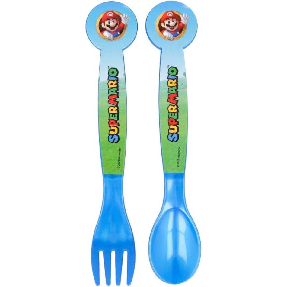 Thumbnail - Tinisu, Kindergeschirr + Kinderbesteck, Super Mario Plastik Besteck Set - 2 Teile