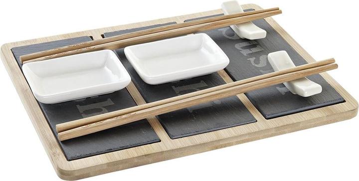 Produktbild DKD Home Decor Sushi-Set Bambus Tafel Schwarz natürlich Orientalisch 25 x 19 x 3 cm (2 Stück)