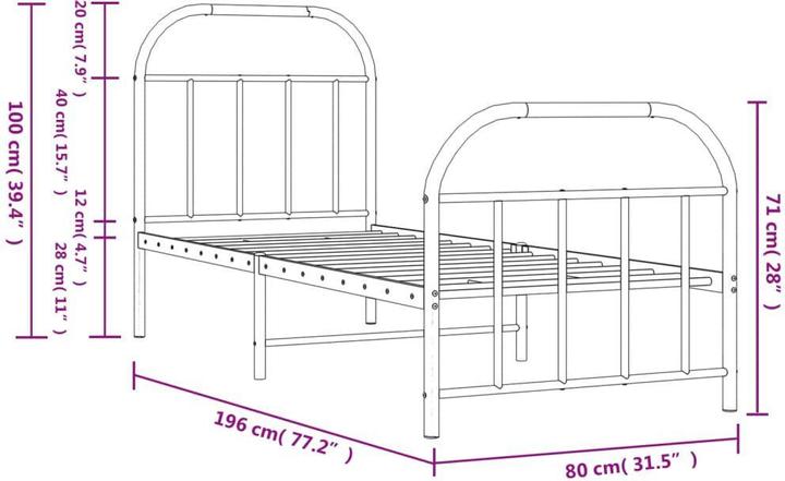 Produktbild vidaXL Bettgestell (75 x 190 cm)