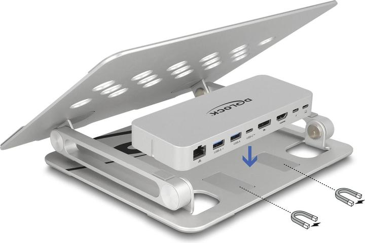 Produktbild Delock Tablet und Notebook Ständer mit integrierter Dockingstation (USB-C, 8 Ports)