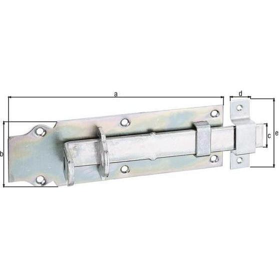 GAH, Baubeschläge + Holzverbinder, Schlossriegel Länge 200 mm Breite 64 mm gerade Stahl galvanisch gelb verzinkt Ausschu...