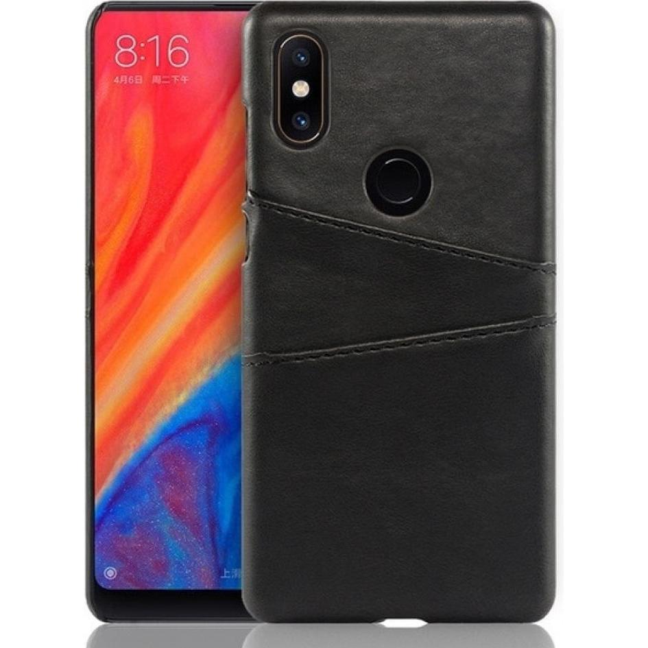 Screenguard Xiaomi Mi Mix 2S CardCaddy Leder Backcase mit Kartenfächern (Xiaomi Mi Mix 2S), Smartphone Hülle, Schwarz