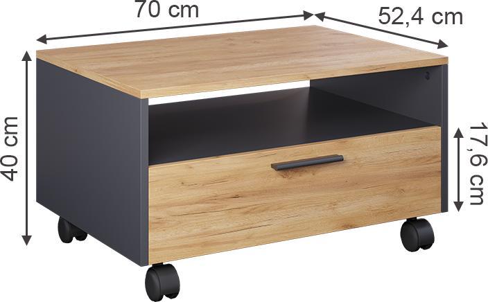 Actual product image Vicco Couchtisch Bibo, Anthrazit/Goldkraft Eiche, 70 x 52.4 cm