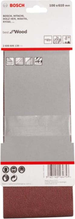 Image du produit Bosch Professional Zubehör PRO X440 bande abrasive, 100 x 610 mm, G60, G80, G100, 3 pcs. (100, 60, 80)