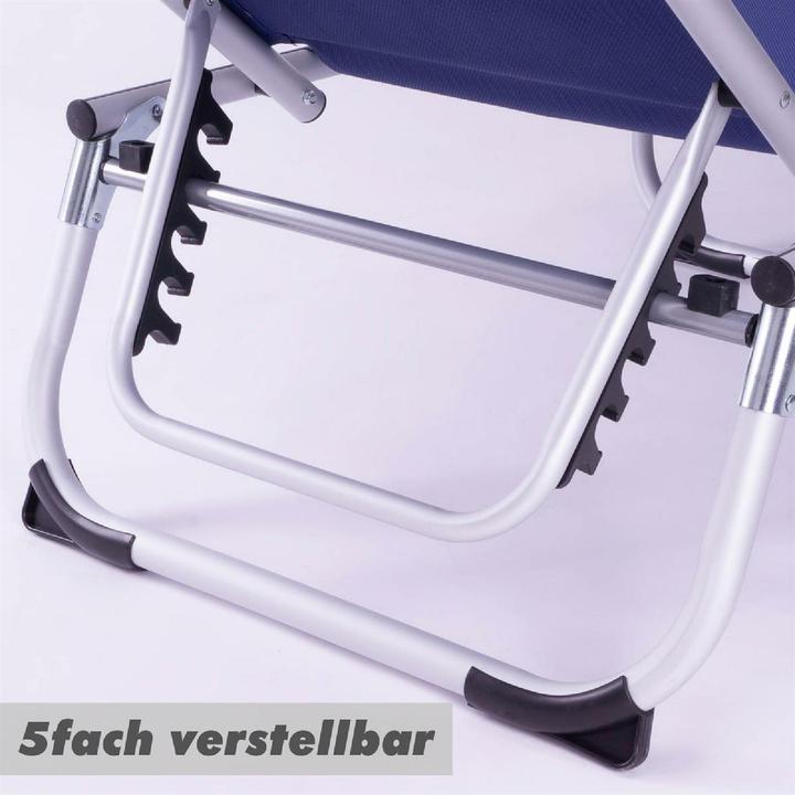 Actual product image VCM Sonnenliege Sonnendach Blau 187x58x30 cm Alu Campingliege klappbar (187 cm)