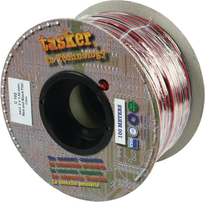 Immagine prodotto Tasker Cavo per altoparlanti in rotolo 2x 1,50 mm² 100 m Nero/Rosso (100 m, 1.50 mm².)