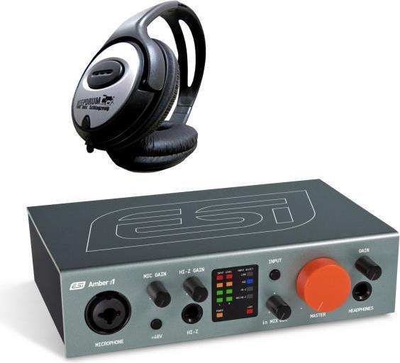 Produktbild ESI Amber i1 USB-C Audio-Interface mit Kopfhörer