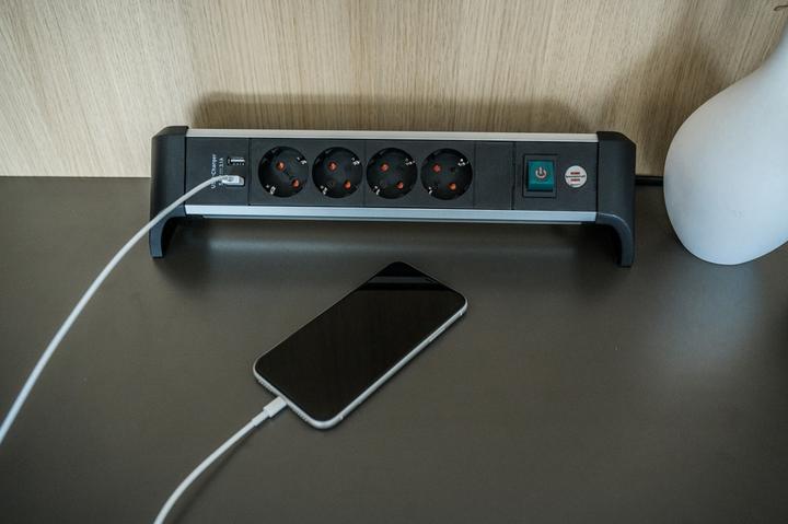 Actual product image Brennenstuhl 1391040410 Multiple socket outlet with switch silver-black protective contact 1 pc. (4 x, CEE 7/3, 1.80 m)