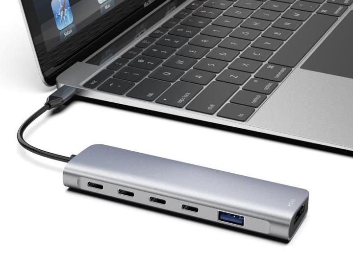 Actual product image DLH USB-C (M) HUB WITH 3X USB-C (F)/1X USB-A (F)/1X HDMI PASS TH (USB-C, 6 ports)