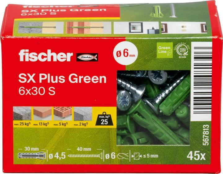 Produktbild Fischer Dübel SX Plus Green 6x30 S (45 Stk.)