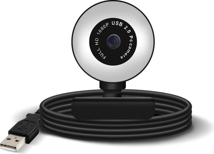 Produktbild Avizar Webcam Ring Light USB 1080p Full HD Light Ring, mit Mikrofon - Schwarz (2 Mpx)