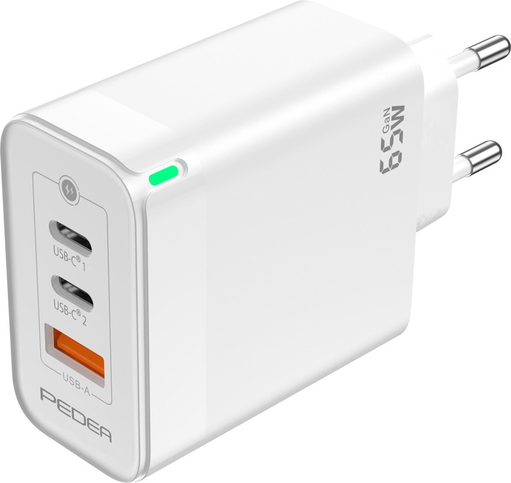 Produktbild Pedea Schnellladegerät „Triple“ 65W GaN USB-C (PD) USB-A, weiss (65 W)