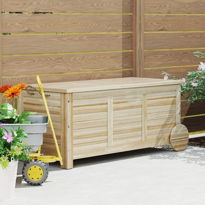 Produktbild Outsunny Auflagenbox Tannenholz Naturholz