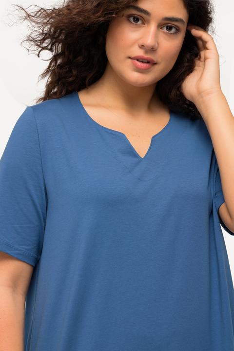 Image du produit Ulla Popken T-shirt manches courtes et col tunisien, coupe évasée (62)