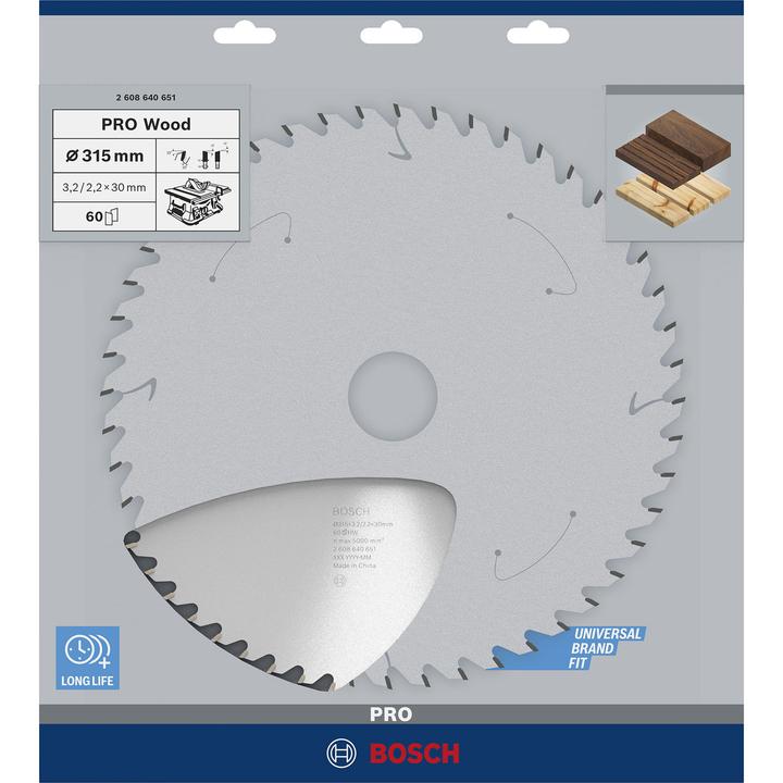 Image du produit Bosch Professional Zubehör Lame de scie circulaire PRO Wood, 315 x 3.2 x 30 mm