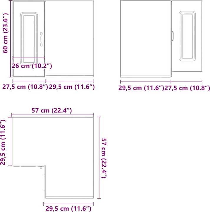 Immagine prodotto VidaXL Parete attrezzata ad angolo per cucina Kalmar in legno di recupero (57 x 57 x 60 cm)