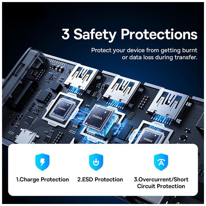 Produktbild Baseus Hub 7in1 UltraJoy, USB-C - HDMI, VGA, 4xUSB 3.0, PD (grey) (USB-C, 7 Ports)