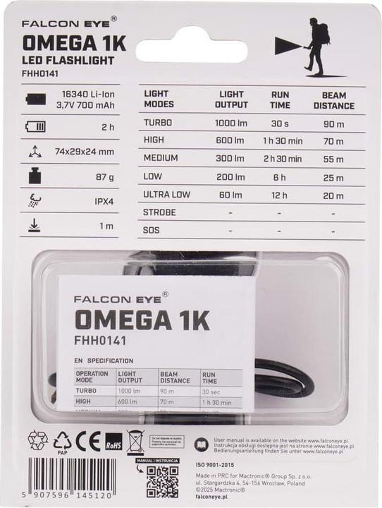 Actual product image Falcon Handlampe Eye OMEGA 1K FHH0141 (1000 lm)
