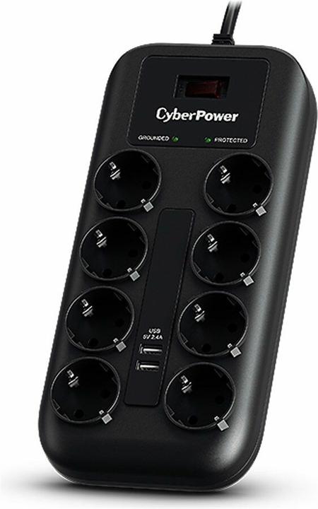 Produktbild Cyberpower Prof. 8xSchuko/2xUSB Überspannungsschutz (8 x, CEE 7/3, 1.80 m)