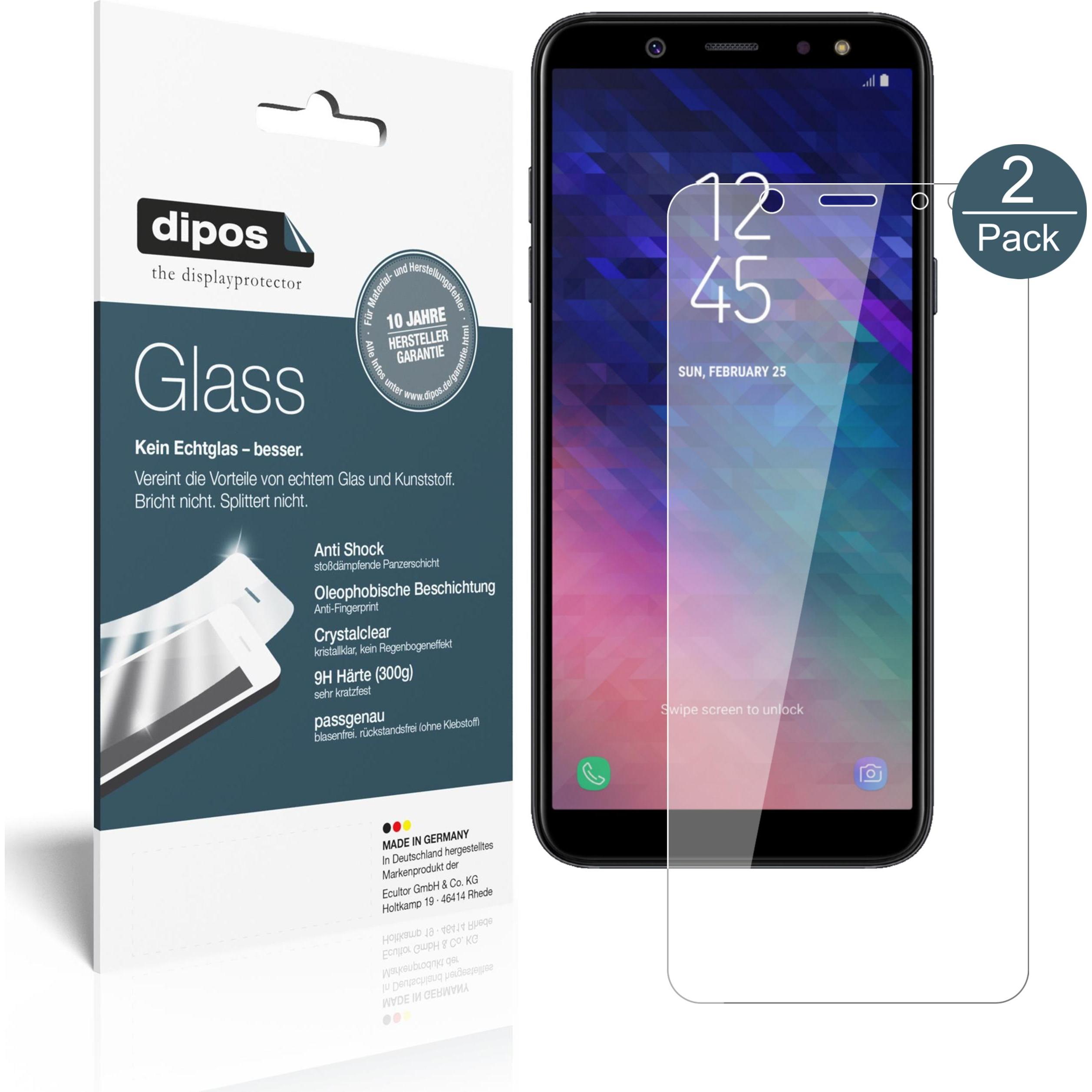 Dipos Displayschutz Anti-Shock (2 Stück, Samsung Galaxy A6+), Smartphone Schutzfolie, Transparent