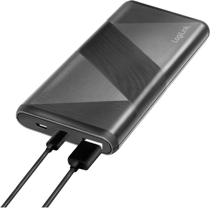 Actual product image LogiLink Mobile auxiliary battery, 10,000 mAh, 2x USB, black Portable auxiliary battery for smartphones & (10000 mAh, 18 W, 37 Wh)