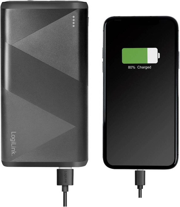 Produktbild LogiLink Mobiler Zusatzakku, 10.000 mAh, 2x USB, schwarz tragbarer Zusatzakku für Smartphones & Tablet-PCs (10000 mAh, 18 W, 37 Wh)