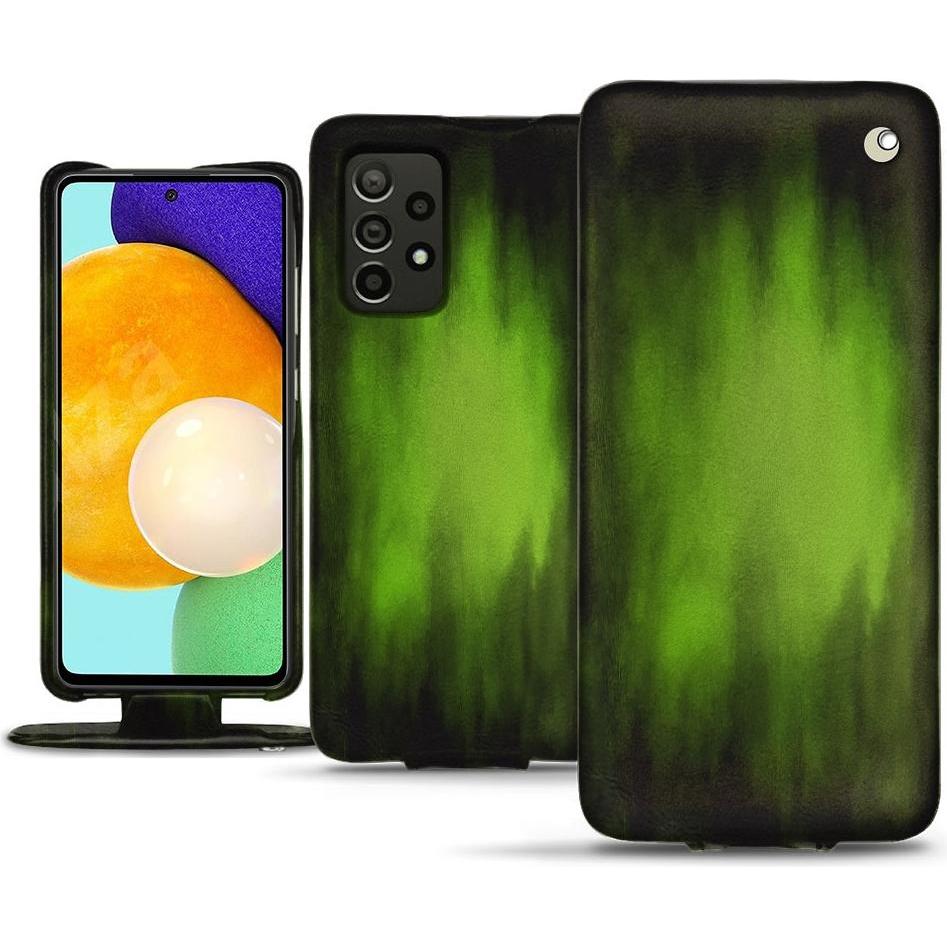 Noreve Lederschutzhülle vertikal (Samsung Galaxy A52), Smartphone Hülle, Grün