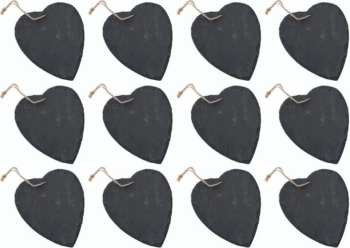 Novaliv Schieferherz zum Aufhängen mit Juteband Schiefertafel Dekoration Wandeko (12, 12 cm Herz)