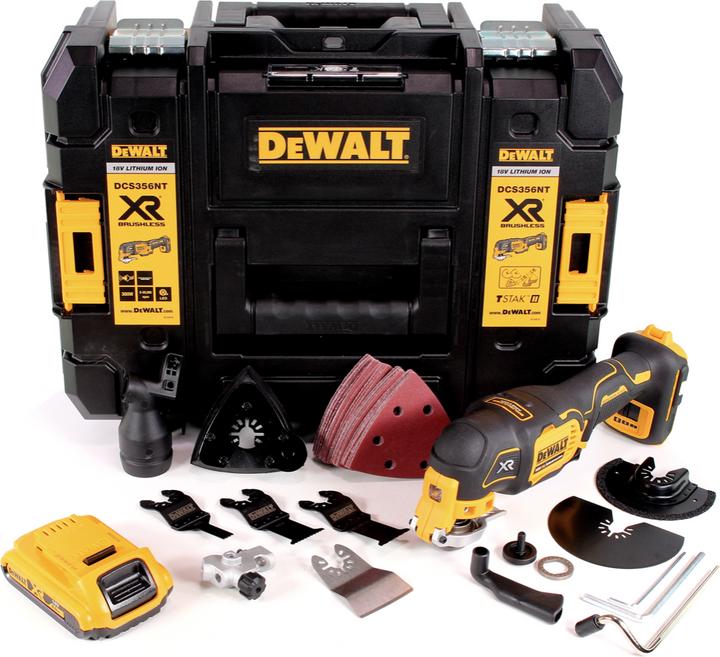 Actual product image DeWalt DCS 356 NT Battery Multitool 18V Brushless + 35pcs. accessories + 1x battery 2.0 Ah + TSTAK -