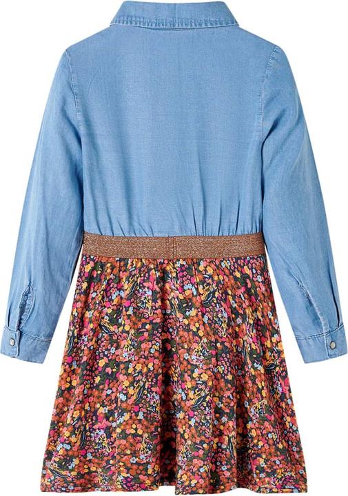Produktbild vidaXL Kinderkleid mit Langen Ärmeln Marineblau und Jeansblau (116)