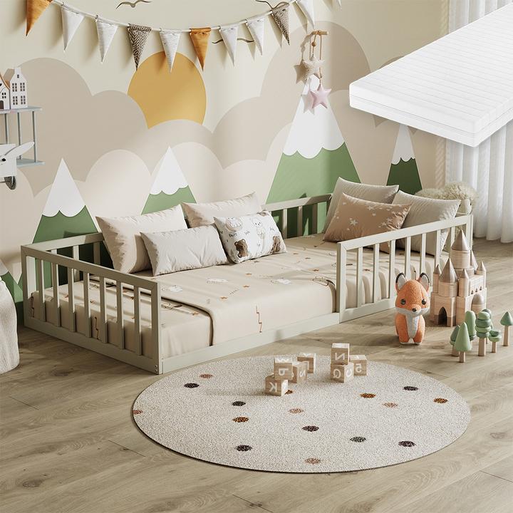 Produktbild VitaliSpa Kinderbett Minno, Greige, 90x200 mit Matratze (90 x 200 cm)