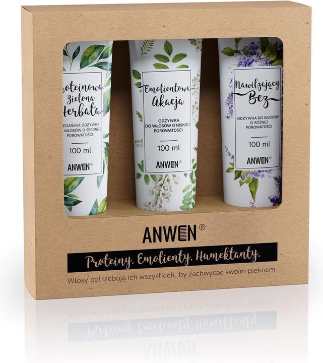 Image du produit Anwen SET Odżywki do włosów o niskiej porowatości Proteinowa Zielona Herbata 100ml + Emolientowa (Kit de soins capillaires)