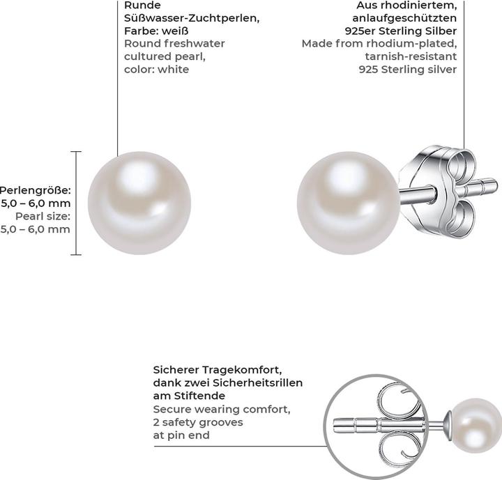 Immagine prodotto Valero Pearls Donna in argento sterling con perle d'acqua dolce coltivate - 2930 (Argento 925, Perle)