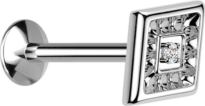 Actual product image Star Piercing Micro Threadless Labret UFO silber Diamantschliff Kristall silber (without brass, Titanium)