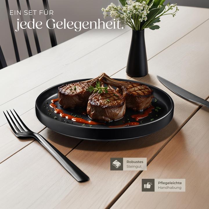 Produktbild tectake Geschirrset Una, aus Steingut, für 6 Personen (30 Stück)