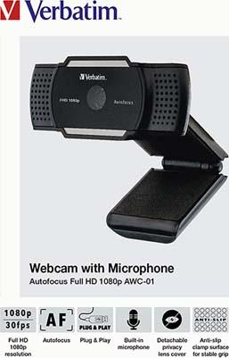 Actual product image Verbatim Webcam with Microphone AWC-01 1080p Autofocus (3.60 Mpx)