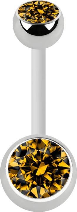Immagine prodotto Star Piercing Banana bianca con due sfere di cristallo topazio argentato (senza ottone, Acciaio chirurgico 316L, Materiale sintetico)