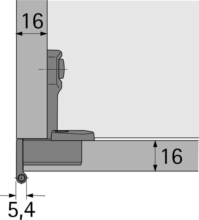 Actual product image Hettich Selekta Pro 2000 single-axis potting belts, door overlay 12 mm, corner belt