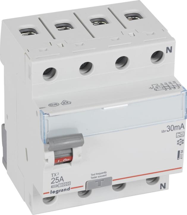Actual product image Legrand LEG 411764 Tx3 RCD switch 25A 4P 30Ma A