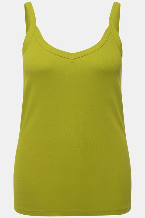 Actual product image Ulla Popken Ribbed Spaghetti Strap Jersey Tank (54)