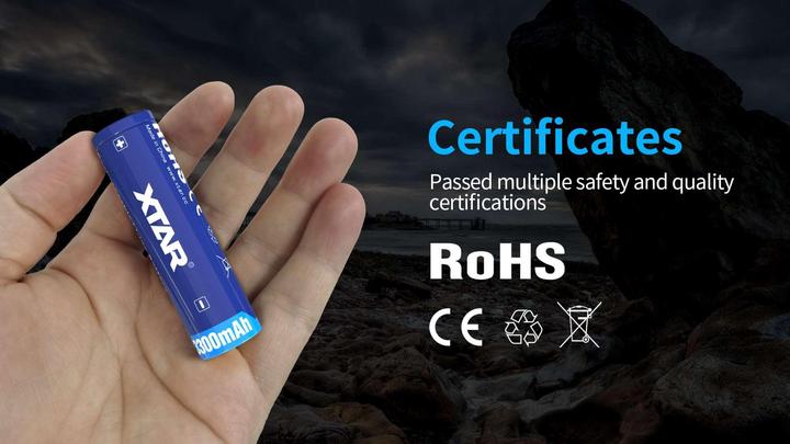 Actual product image Xtar 3300mAh 3.6V 18650 battery with PCB (1 pcs., A, 3300 mAh)