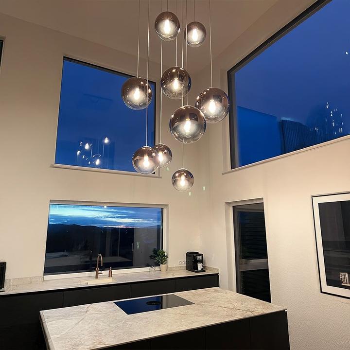 Immagine prodotto s.luce Lampada da galleria a globo in vetro Orb con sospensione di 5 metri (E27)