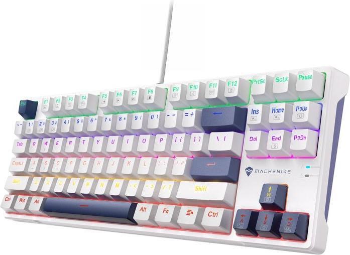 Produktbild Machenike Klawiatura gamingowa K500B-B87 przewodowa mechaniczna podświetlana Red Switch - biała (US, Kabelgebunden)