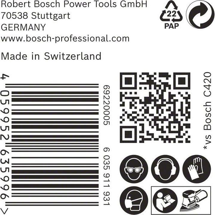 Image du produit Bosch Professional Zubehör EXPERT C470 Papier abrasif, 102 x 62/93 mm, G 120, 50 pièces (G120)
